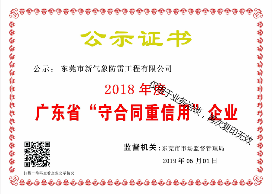 2018年度守重合同守信用